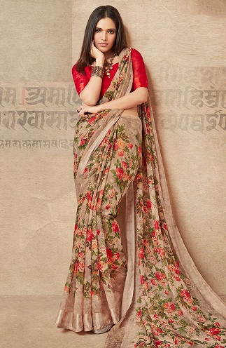 Trykte linned Sarees
