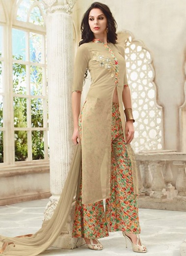 Beige Palazzo Salwar Suit