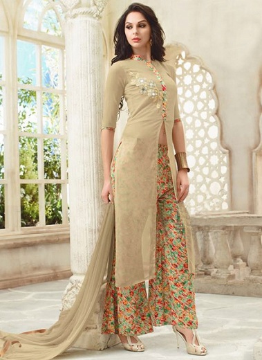 Beige Palazzo Salwar Suit