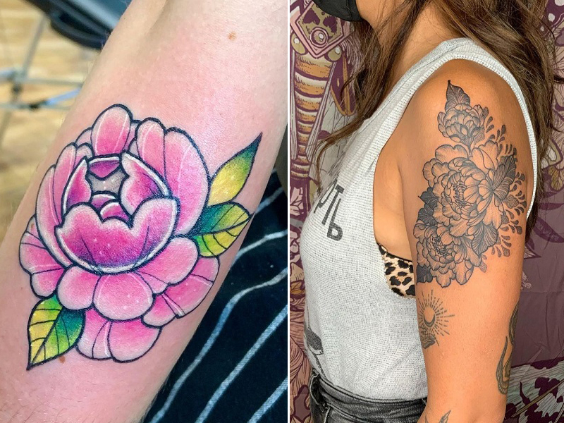 Peony tatoveringsdesign