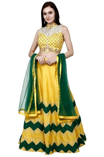 Gul og grøn Lehenga