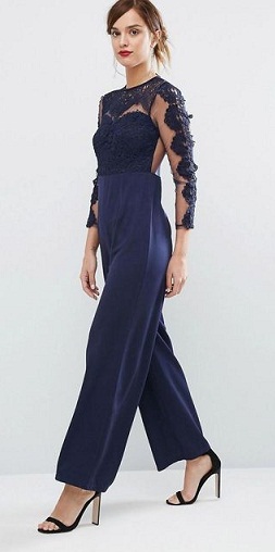 Csipke-háló munka Culotte Jumpsuit