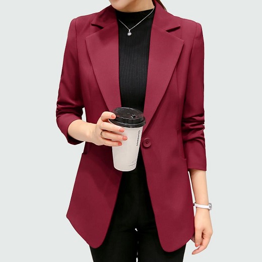 Maroon og Black Blazer Women