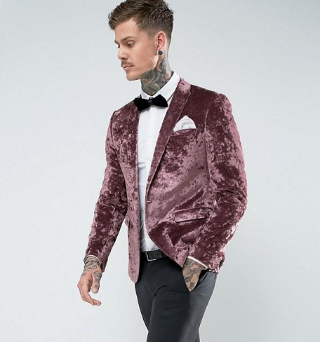 Crushed Velvet Blazer Men