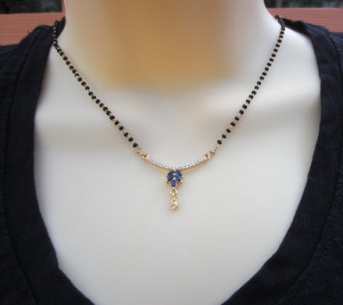 Round Solitaire AD Stone Single Mangalsutra Pendel