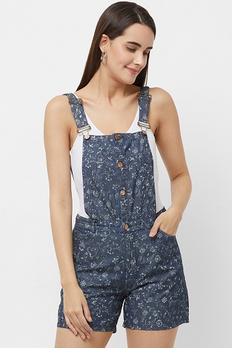 Trykt kort Dungaree kjole