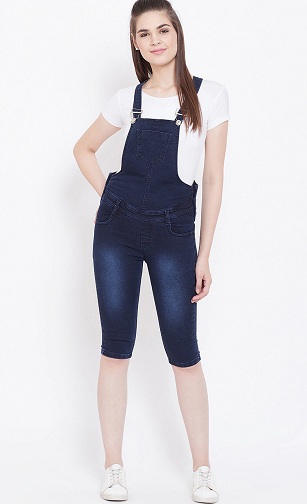 Navy Blue Térdhosszú Dungaree ruha