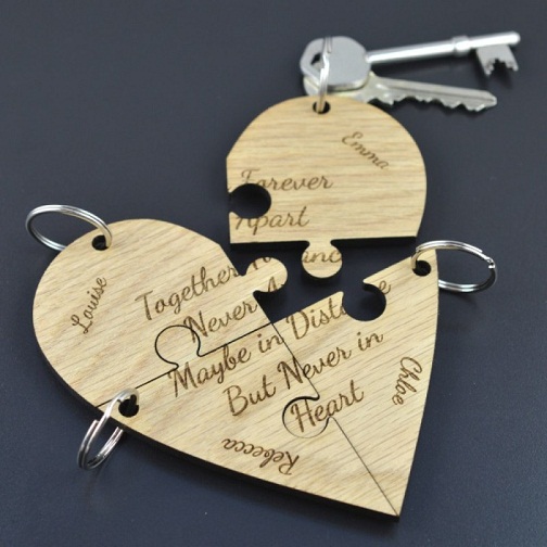 Szív alakú kirakós kulcskarikák