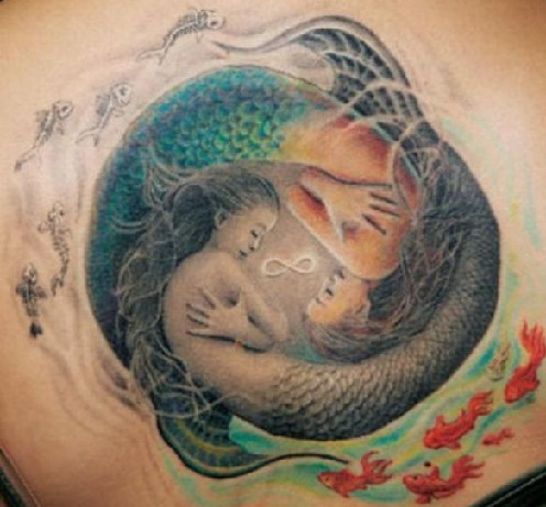 Havfrue Yin Yang Tattoo