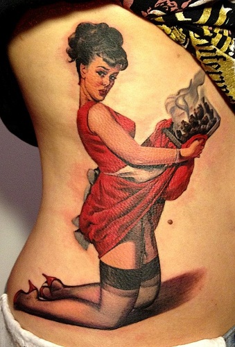 Sexet Pin Up Girl Funny Tattoo Design