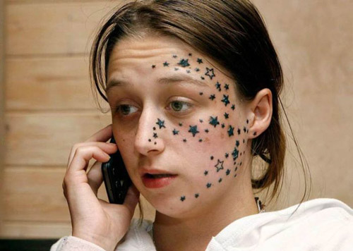 Star Facial Funny Tattoo for Girls