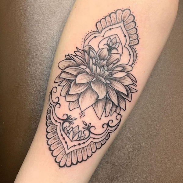 Dahlia Mandala Tattoo On The Arm