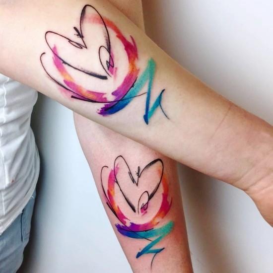 170 luovaa sisaruksen tatuointiideaa ja inspiraatiota abstrakteja sydämiä vesiväri