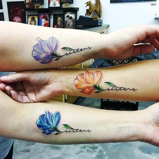 170 luovaa sisaruksen tatuointiideaa ja inspiraatiota kukkii kolme värikkäitä sisaria