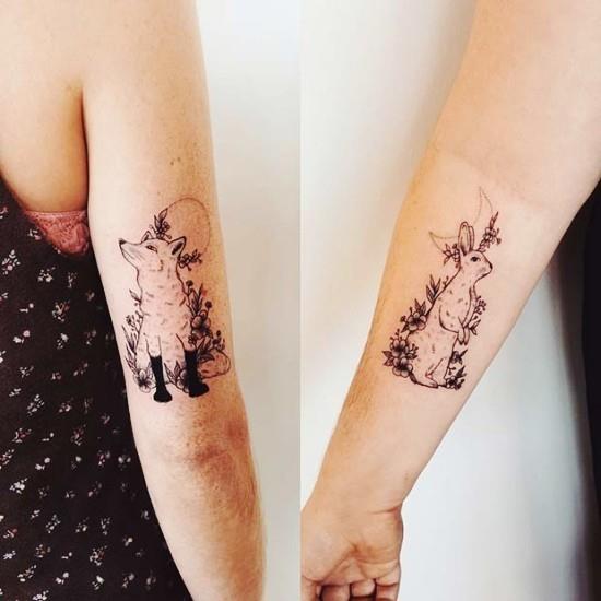 170 luovaa sisaruksen tatuointiideaa ja inspiraatiota kettu ja kani kuu ja aurinko