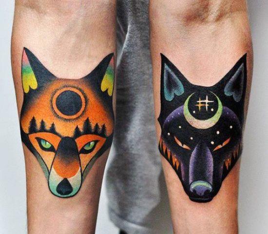 170 luovaa sisaruksen tatuointiideaa ja inspiraatiota kettu ja susi auringon kuu