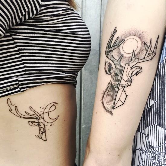 170 luovaa sisaruksen tatuointi -ideaa ja inspiraatiota peuran sisar sun moon