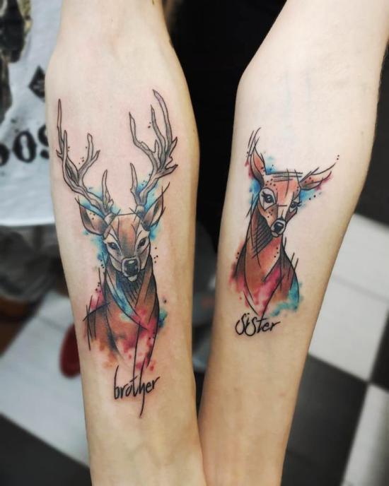 170 luovaa sisaruksen tatuointiideaa ja inspiraatiota peuroja ja peuroja