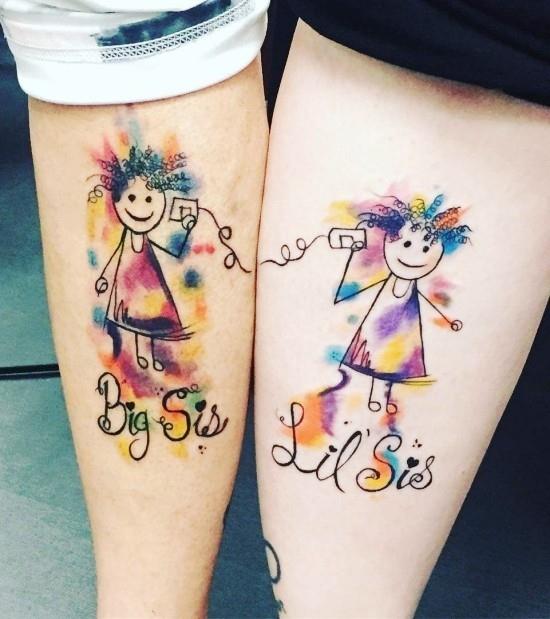 170 luovaa sisaruksen tatuointi -ideaa ja inspiraatiota pienen isosiskon vesiväreillä