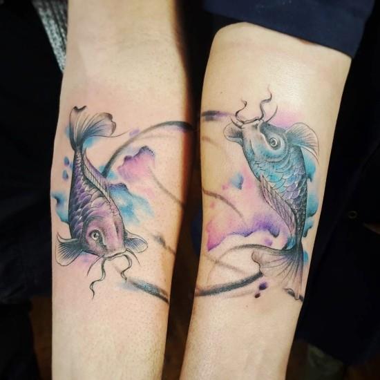 170 luova sisar tatuointi ideoita ja inspiraatiota koi kala värikäs ympyrä