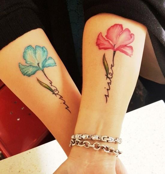 170 luovaa sisaruksen tatuointiideaa ja inspiraatiota sisar kukat sininen punainen