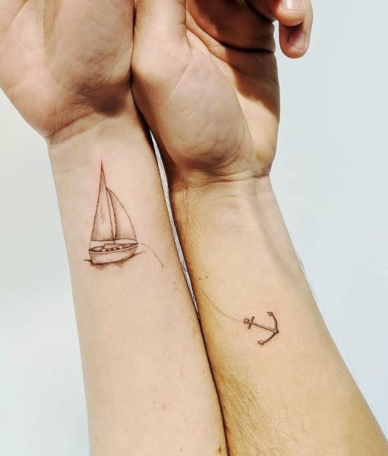 170 luovaa sisaruksen tatuointi -ideaa ja inspiraatiota purjealus ja ankkuri sisar veli