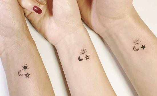 170 luovaa sisaruksen tatuointiideaa ja inspiraatiota tähtiä ja kuun kolme sisarta