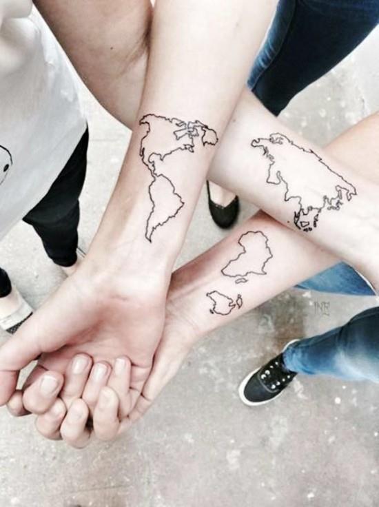 170 luovaa sisaruksen tatuointiideaa ja inspiraatiota maailmankartalla jaettuna mantereisiin
