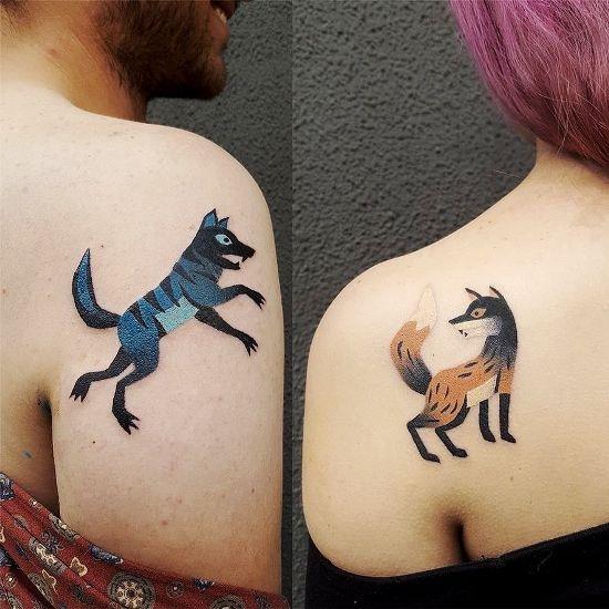 170 luova sisar tatuointi ideoita ja inspiraatiota susi ja kettu abstrakti