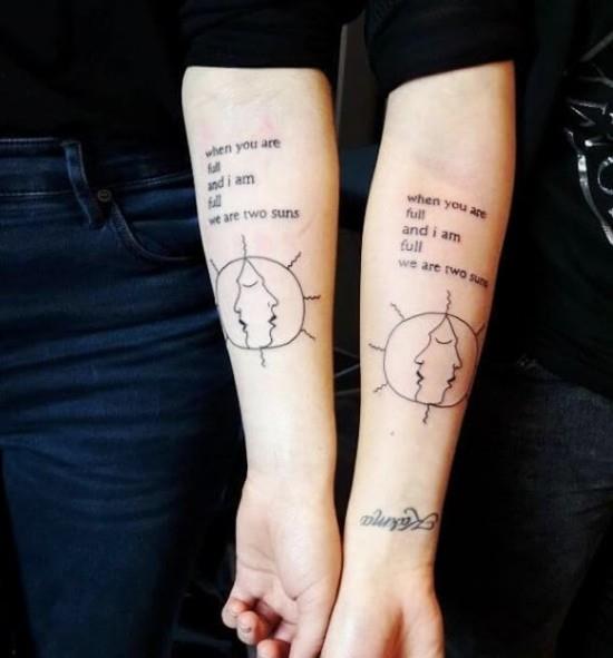 170 luovaa sisaruksen tatuointiideaa ja inspiraatiota kahden auringon sisaren idea