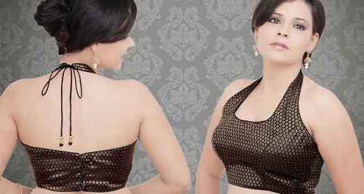 Grime hals bluse design til Net Saree