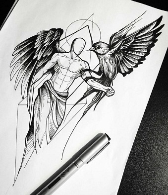 Angel Style Tattoo Sketch