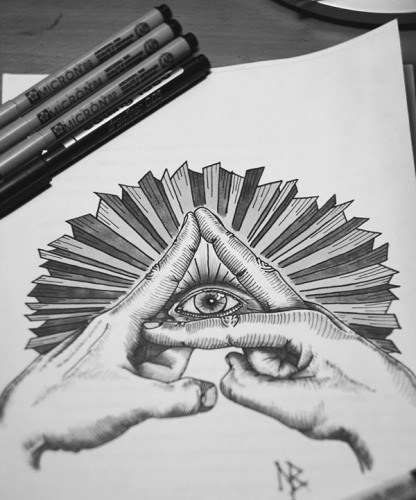 Den alle Seeing Eye Sketch Tattoo