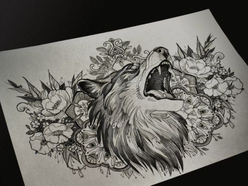 Majestætiske Wolf tatoveringsskitser