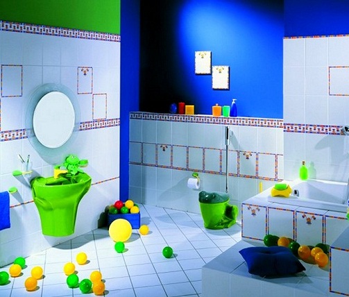 Gyermek fürdőszobai dekorációs ötlet