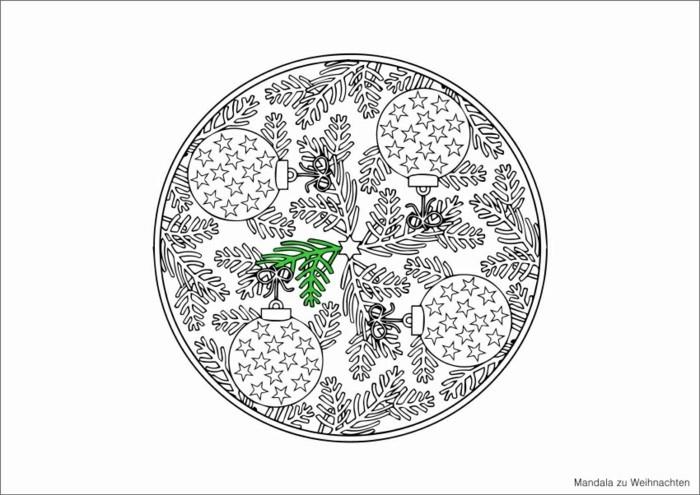 mandala joulua varten värityskuvat joulukuusen haara