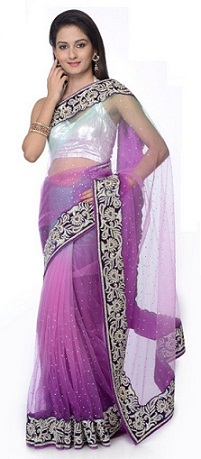 Violet Net Saree