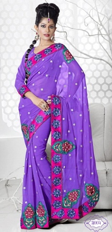 Mély ibolya Saree