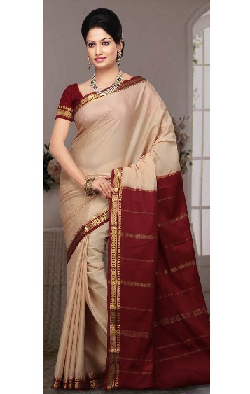 Light Fawn Mysore Silk Saree