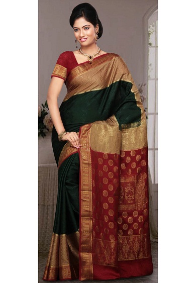 A legújabb zöld design Mysore Silk Saree