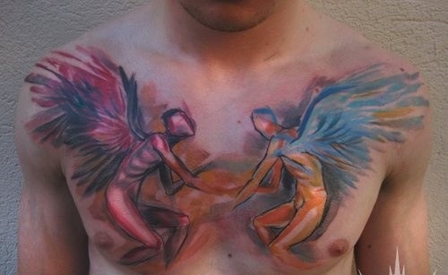 Ördög angyal madár horgony tetoválás