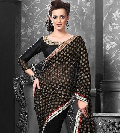 Lang designer sort bluse