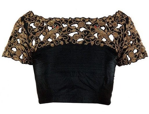 Designer halvbluset sort blusedesign
