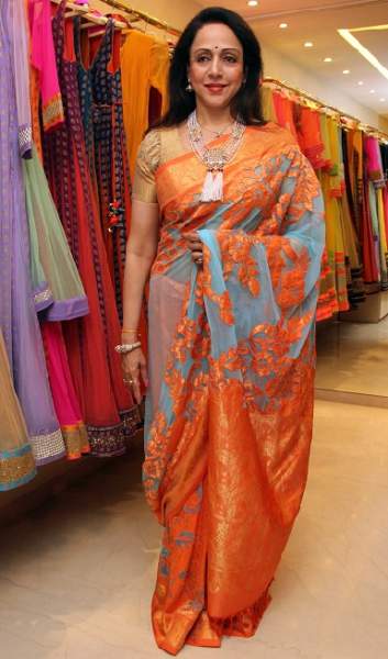 Hema Malini Signature Orange Saree