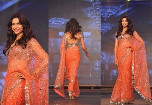 Deepika Padukone Orange Saree -ben