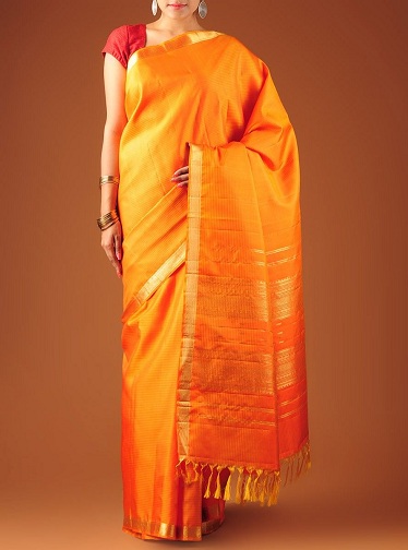 Narancssárga Pattu Saree