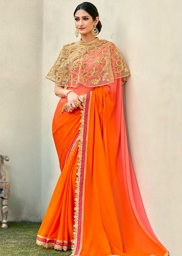 Orange Georgette Saree