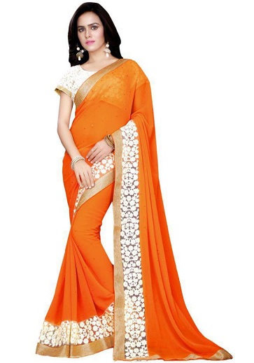 Narancs Chiffon Saree