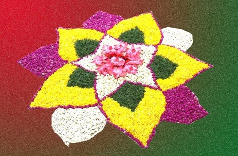 Kör alakú virágos Rangoli Design