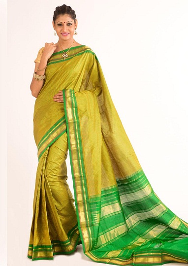 Håndvævet Silke Saree fra Bangalore